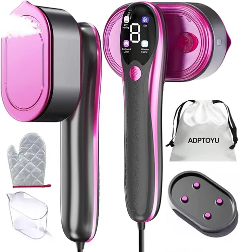 Vaporizador y plancha 2 en 1 para ropa, vaporizador portátil de mano para ropa con pantalla LED, panel de cerámica grande, plancha de vapor para