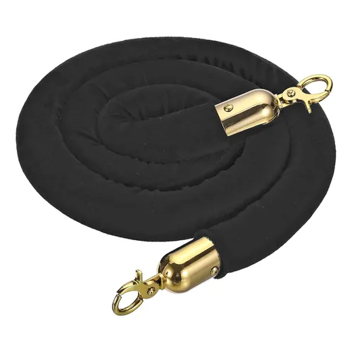 Miniatura 10 de PATIKIL Cuerda de puntal de terciopelo negro de 3.9 pies, cuerda de barrera de control de multitudes con ganchos a presión para postes divisor