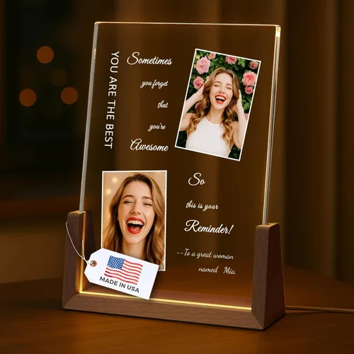 Miniatura 7 de LOUISMIAA - Marcos de fotos personalizados con luz nocturna, placa decorativa para aniversario, cumpleaños, día de la madre, día del padre, San