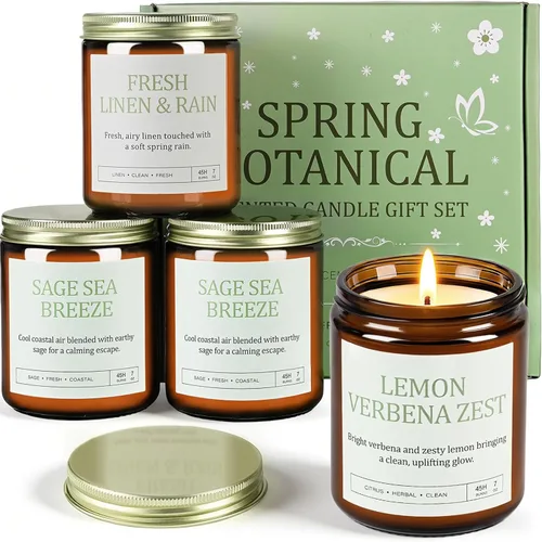 Miniatura 8 de Paquete de 4 velas perfumadas para el hogar: velas de soja para mujeres, juego de velas de aromaterapia de hasta 200 horas, juego de velas en tarro