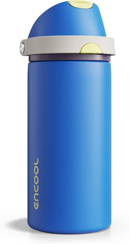 Miniatura 37 de ENCOOL Botella de agua aislada con popote, botella de agua de acero inoxidable con tapa de botón, a prueba de fugas y sin BPA, mantiene el frío Atún