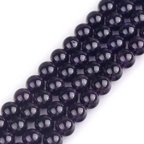 Miniatura 9 de GEM-Inside Cuentas sueltas de amatista natural de 14 mm, gemas de cristal redondo, piedra de energía para hacer joyas, 15 pulgadas Amatista oscura