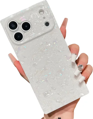 Miniatura 44 de Elegante concha de madre perla compatible con iPhone 13 Pro de 6.1 pulgadas, estuche de borde rectangular, elegante y delgado, con perla de abulón