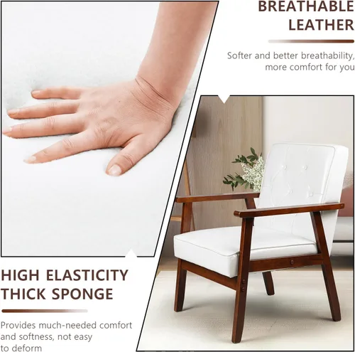 Miniatura 5 de OFIKA Juego de 2 sillas decorativas, tapizadas y gruesas, sillón de lectura retro con cojín suave, sillón de salón para sala de estar, dormitorio