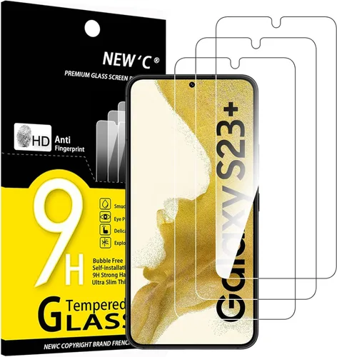 Miniatura 18 de NEW'C Paquete de 3 protectores de pantalla de vidrio templado diseñados para Samsung Galaxy S22+ / S22 Plus, compatible con fundas, antiarañazos
