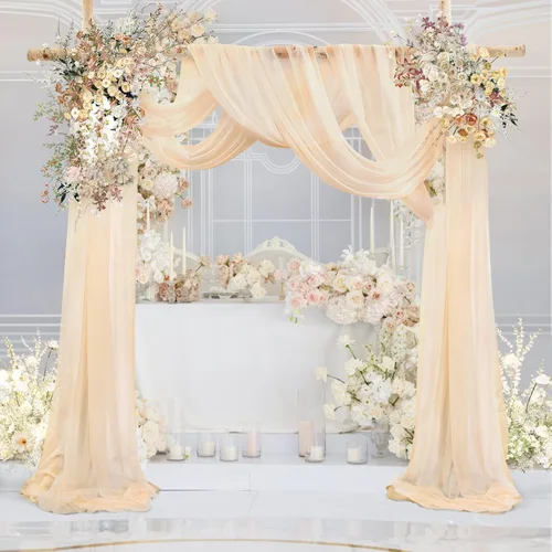 Cortinas de arco de boda de champán de 2 paneles para forrar el arco de la boda, cortinas de telón de fondo transparentes para la ceremonia,