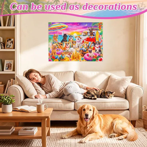 Miniatura 6 de Civaner Rompecabezas de 1000 piezas para adultos, con patrón de perro, divertidos rompecabezas de animales, regalos para la decoración del hogar