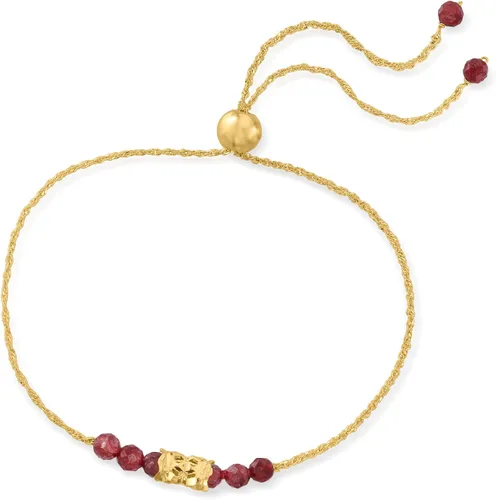 Miniatura 3 de Ross-Simons Pulsera Bolo de cuentas de rubí de 350 quilates en oro amarillo de 14 quilates