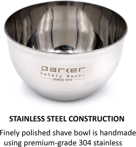 Miniatura 6 de Parker Deluxe - Cuenco de afeitar irrompible de acero inoxidable, para usar con tu jabón de afeitar o crema de afeitar favorita