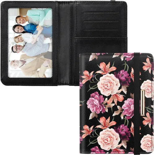 Miniatura 9 de Funda para pasaporte, cartera de viaje para tarjetas de crédito, bloqueo RFID, carteras para pasaporte para mujeres y hombres con ranura para fotos