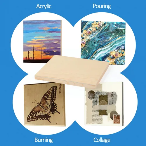 Miniatura 2 de Falling in Art Kit de paneles de lienzo de madera de abedul sin terminar, paquete de 4 tablas de cuna de estudio de 8 x 10 pulgadas de profundidad