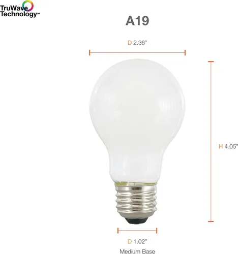 Miniatura 7 de LEDVANCE Sylvania - Bombilla LED TruWave Natural Series A19, equivalente a 75 W, eficiente 11 W, 1100 lúmenes, base media, regulable, esmerilada