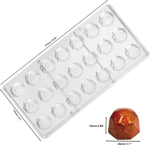 Miniatura 5 de Funshowcase Rosa, corazón, cúpula, diamante, forma ovalada molde de chocolate de plástico 6 piezas Set tamaño de mordida