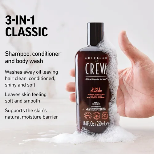 Miniatura 4 de American Crew Champú, acondicionador y gel de baño para hombres, 3 en 1, 3.3 onzas líquidas