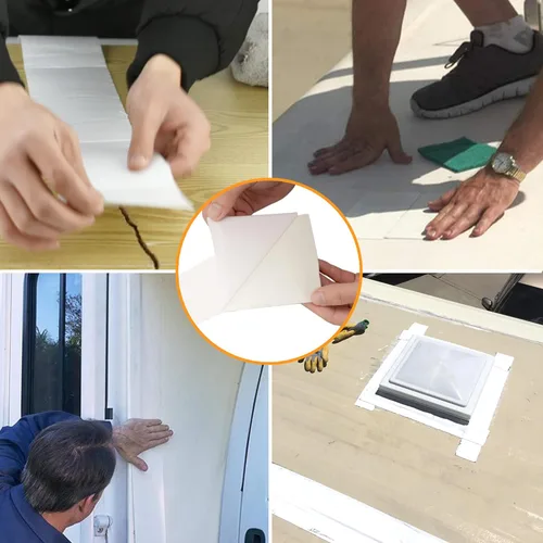 Miniatura 6 de Cinta selladora para techo de caravana, color blanco, de 2 pulgadas x 50 pies para reparación de techos, detiene las fugas de techo de caravana