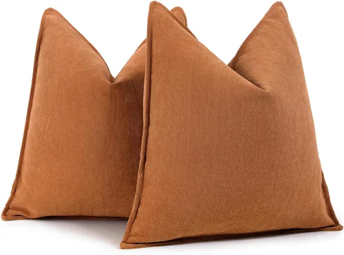 Miniatura 15 de ZWJD Fundas de Almohada para Lanzar de Color Rust 18x18 Juego de 2 Fundas de Almohada de Chenilla con Diseño Elegante Fundas de Almohada Decorativas