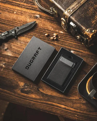 Miniatura 27 de DUGRAFT Tarjetero para tarjetas de crédito con bolsillo para dinero, minimalista, delgado, de aluminio, de metal, para hombres, con bloqueo RFID