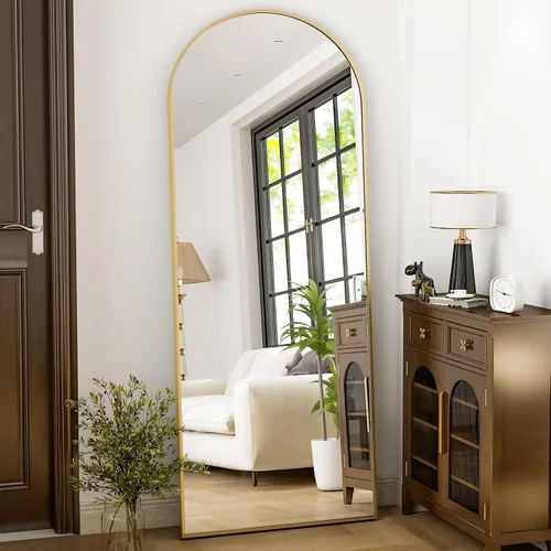 Miniatura 17 de HARRITPURE Espejo Arqueado de Cuerpo Entero - 64"x21" Espejo Grande de Pie, Espejos de Vestir con Marco de Aluminio con Soporte para Dormitorio/Sala