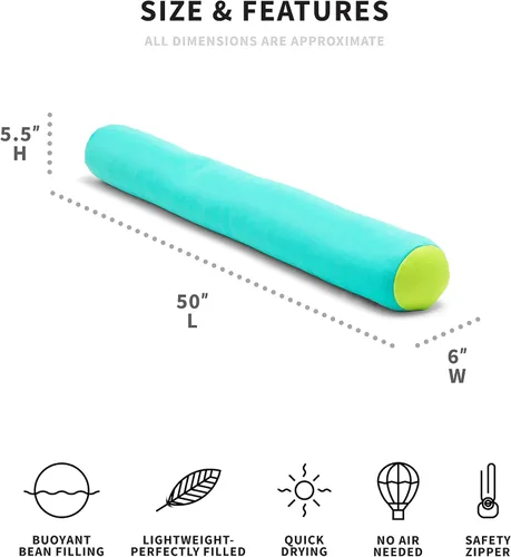 Miniatura 2 de Big Joe Flotador de piscina de fideos que no necesita inflado, malla de doble cara aguamarina/verde, Jumbo 4 pies Agua/Verde