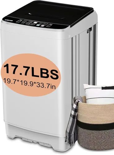 Miniatura 12 de KRIB BLING - Lavadora completamente automática con bomba de drenaje, lavadora compacta de 17.7 libras, 10 programas de lavado y 8 niveles de agua