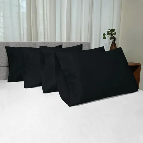 Miniatura 115 de Pizuna Juego de 2 fundas de almohada de 100 % algodón puro, tamaño estándar, color blanco, lujosas fundas de almohada de 400 hilos de satén