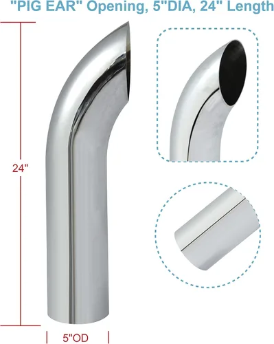 Miniatura 5 de Tubo de escape curvado cromado de 5 "OD×24