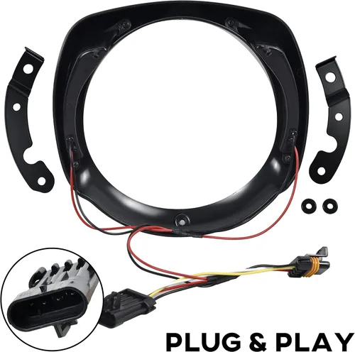 Miniatura 5 de Anillo de bisel de faros delanteros con LED DRL para Harley Touring, clip de bisel de faros delanteros negro, anillo de ajuste para Harley Street