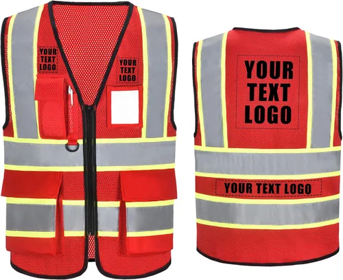 Miniatura 19 de A-SAFETY Chaleco de malla de alta visibilidad, chaleco ligero reflectante de construcción con bolsillos, chaleco de seguridad para hombres y mujeres