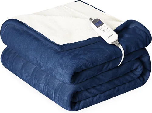 Miniatura 18 de Manta eléctrica térmica de 50"x60", manta de franela suave y sherpa reversible con 10 ajustes de calor, 12 configuraciones de temporizador y apagado