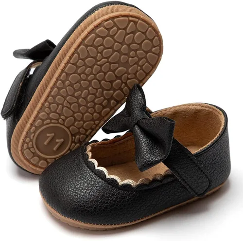 HsdsBebe Mary Jane - Zapatos planos con lazo antideslizante y suela suave para niñas pequeñas zapatos de vestir para bodas