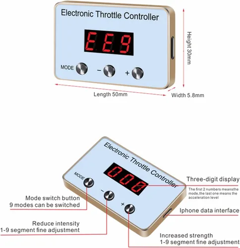Miniatura 3 de Controlador de respuesta del acelerador, controlador electrónico de acelerador, 9 modos, acelerador electrónico inteligente de carreras, apto