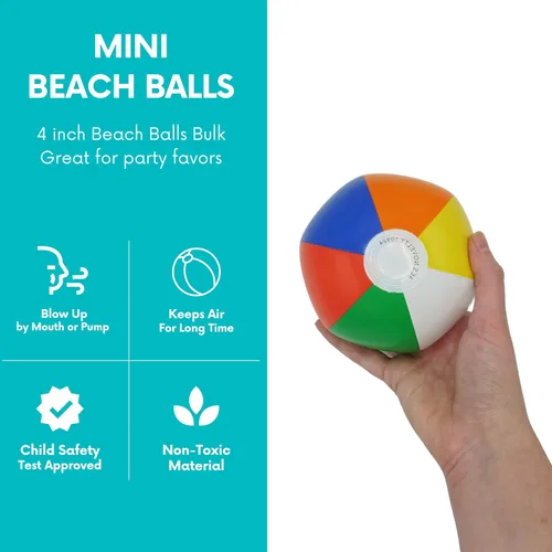 Miniatura 7 de 4E's Novelty Paquete de mini bolas de playa a granel – 28/50/100 piezas – Recuerdos de fiesta de verano en la piscina para niños, juguetes inflables