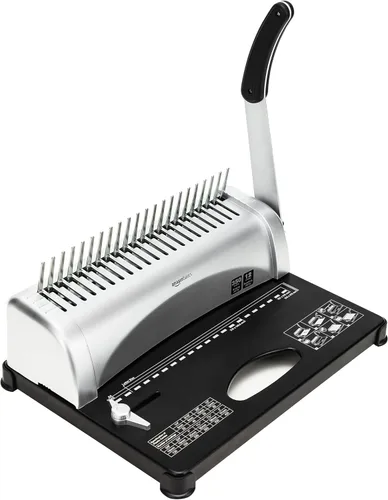 Amazon Basics - Máquina de encuadernación de peine, capacidad para 350 hojas, para tamaños de papel A5 (15 agujeros)/carta (19 agujeros)/A4 (21