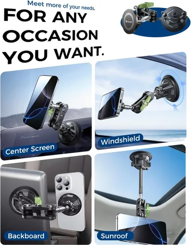 Miniatura 2 de MAGIC JOHN Soporte magnético para teléfono de coche [fuerte succión y fuerte magnético] Soporte de teléfono ajustable de 360° para parabrisas, metal