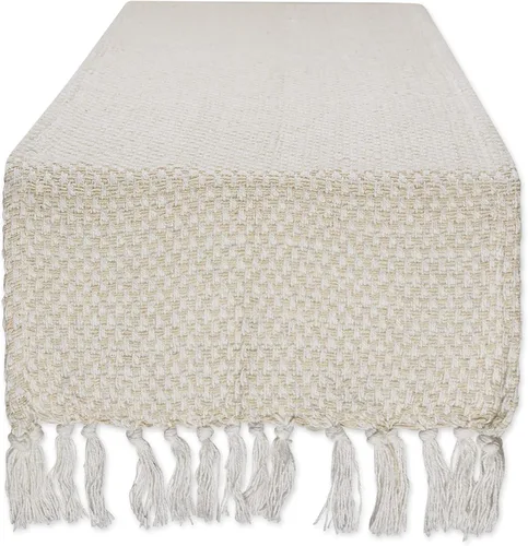 Miniatura 10 de DII Woven Basics Collection Camino de mesa de punto 100% algodón, 15"x108", Stone Piedra