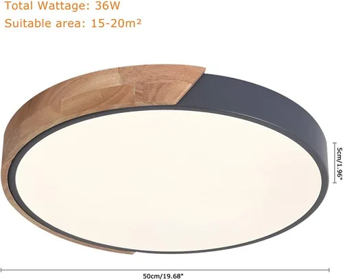 Miniatura 7 de EDISLIVE Lámpara de Techo Regulable de 19 pulgadas Moderna Minimalista LED de Forma Redonda de Madera, Metal y Acrílico, Lámpara de Techo de Montaje