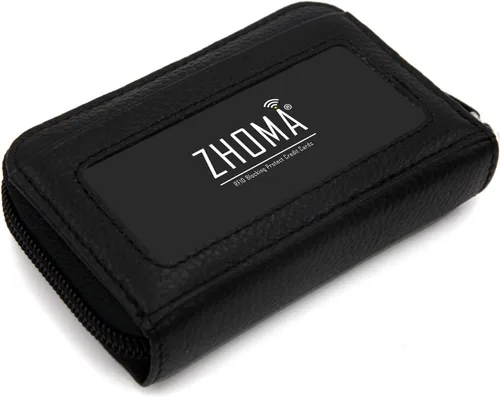 Miniatura 6 de Tarjetero RFID de bolsillo con ventana para ID, piel genuina, S, Negro