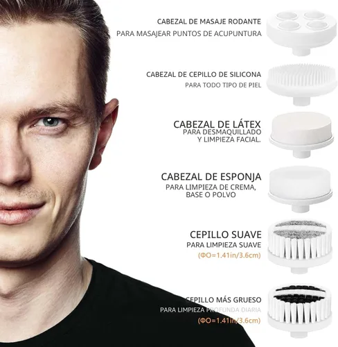 Miniatura 2 de Cepillo Limpiador Facial CLSEVXY: Cepillo Limpiador Eléctrico Giratoria Facial con 6 Cabezales para Limpieza Profunda, Exfoliación Suave