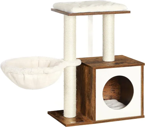 FEANDREA Árbol pequeño para gatos para gatitos, torre moderna para gatos de interior, condominio para gatos con postes rascadores, cojines lavables