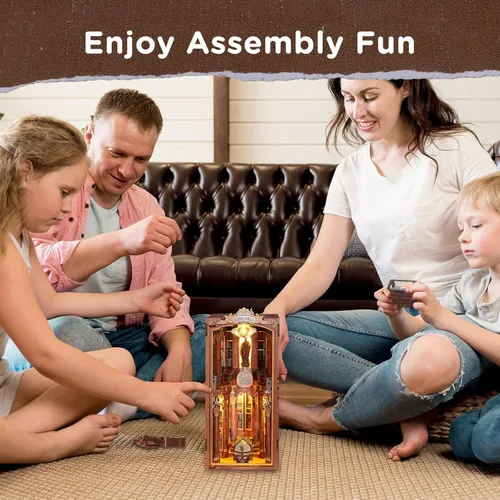 Miniatura 6 de SainSmart Jr. Kit de rincón de libros - Casa de muñecas DIY con luz LED - Kits de rompecabezas de madera en 3D en miniatura - Sujetalibros