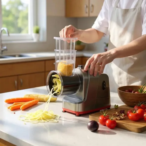 Miniatura 4 de Rallador eléctrico de queso 5 en 1 - Cortadora y trituradora eléctrica multifunción para queso, verduras, nueces y más - Potente motor de 150 W