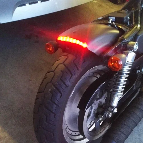 Miniatura 2 de 1 luz trasera de motocicleta con borde de guardabarros trasero cortado, luz de freno LED, luz de freno para placa de matrícula XL 883N 1200N XL1200V