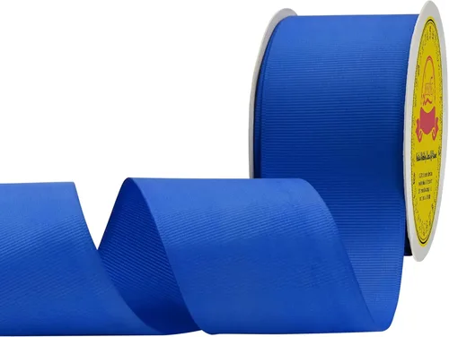 Miniatura 117 de Cinta de grogrén azul real de 1 pulgada x 50 yardas, cinta azul real para envolver, corona, baby shower y otros proyectos 2-Azul real