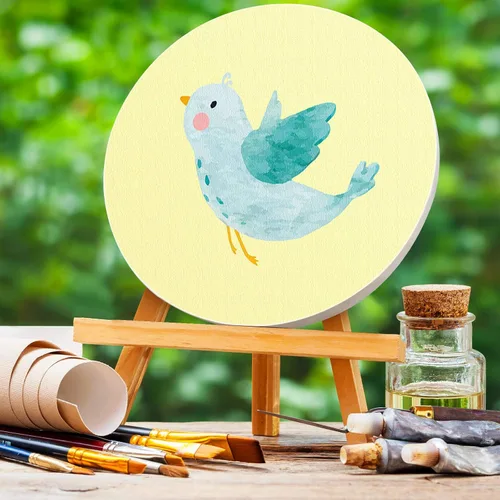 Miniatura 3 de 6 piezas de lienzo de pintura redondo en blanco con forma redonda de pintura de lienzo estirado imprimado tableros de decoración para pintura