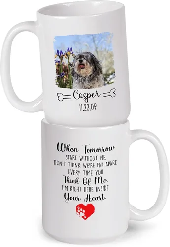Miniatura 9 de Taza de café blanca personalizada con foto, con texto en inglés «To The World's Best Dog Dad We Woof You», taza de café blanca de 11 onzas y 15