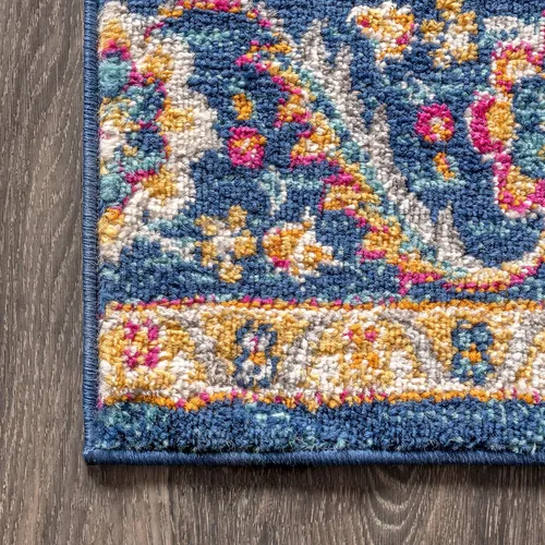 Miniatura 7 de JONATHAN Y Alfombra bohemia ovalada azul vintage de 3 x 5, medallón de estilo bohemio, floral, fácil de limpiar, alto tráfico para sala de estar