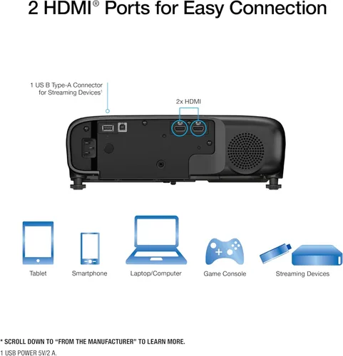 Miniatura 7 de Epson Pro EX9270 - Proyector inalámbrico 1080p 3LCD, 4,100 lúmenes de color y brillo blanco, Apple AirPlay, Miracast, transmisión desde teléfono