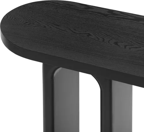 Miniatura 8 de 50" Modern Art Sculptural Console Table, Oval Cutout Legs, Wood Veneer, Thick Rounded Tabletop, Contemporary Entryway Sofa Table for Living Room
