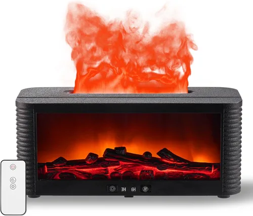 Difusor de aceite esencial con aroma a chimenea de llama de 9 colores, 8.5 fl oz, humidificador de niebla fría sin ruido USB con temporizador,