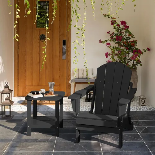 Miniatura 10 de SERWALL Mesa auxiliar Double Adirondack, Mesa auxiliar de forma rectangular, Negra
